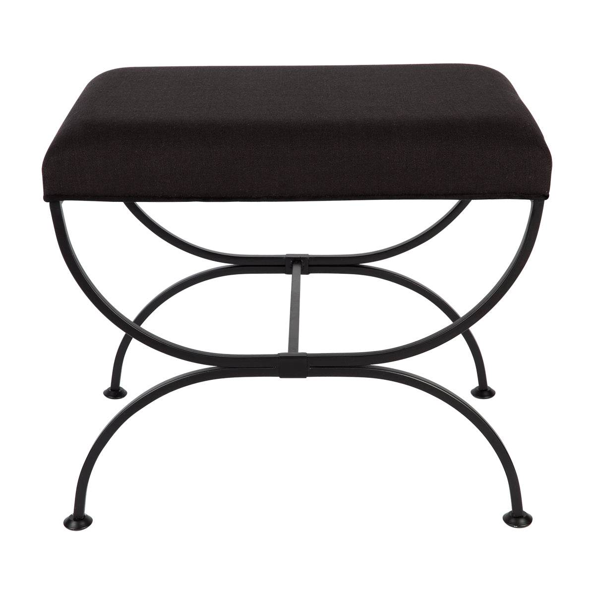 Novak | Metal Cross Leg Upholstered Stool Black - Mirra Interiors