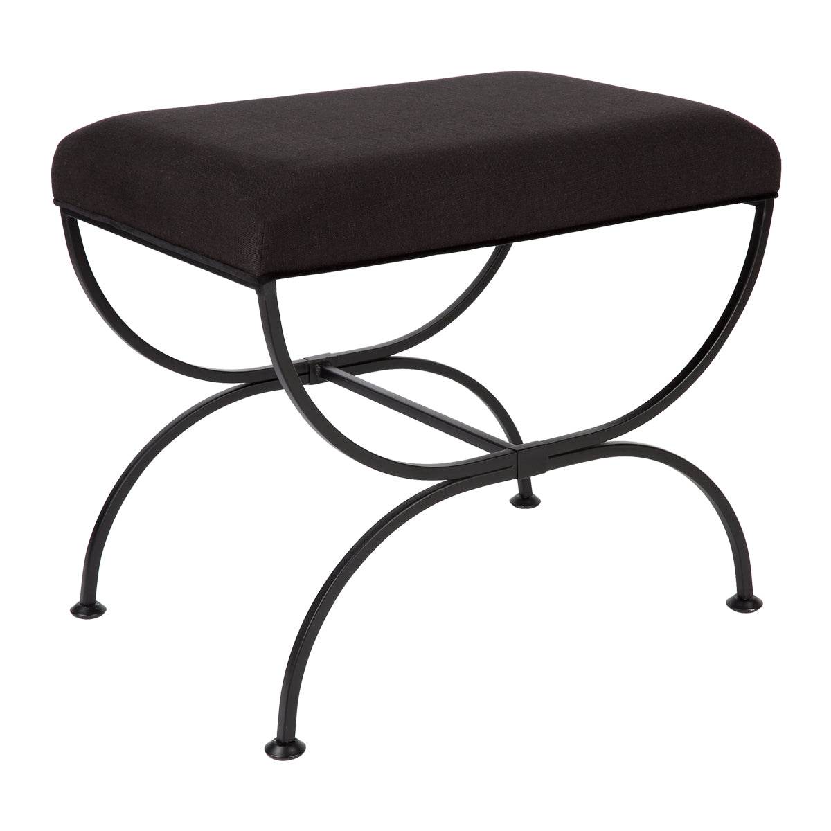 Novak | Metal Cross Leg Upholstered Stool Black - Mirra Interiors