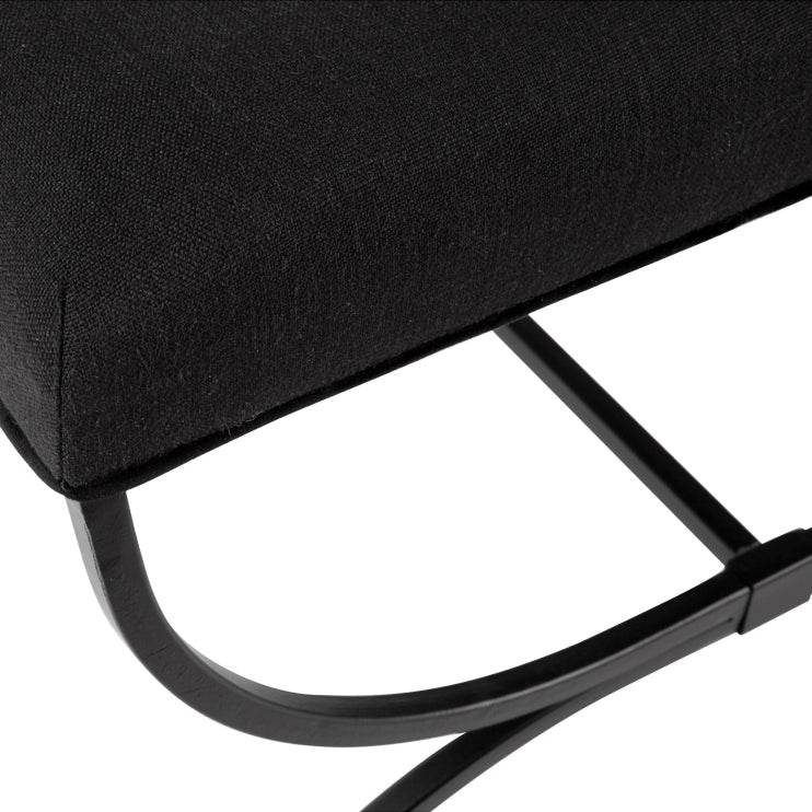 Novak | Metal Cross Leg Upholstered Stool Black - Mirra Interiors