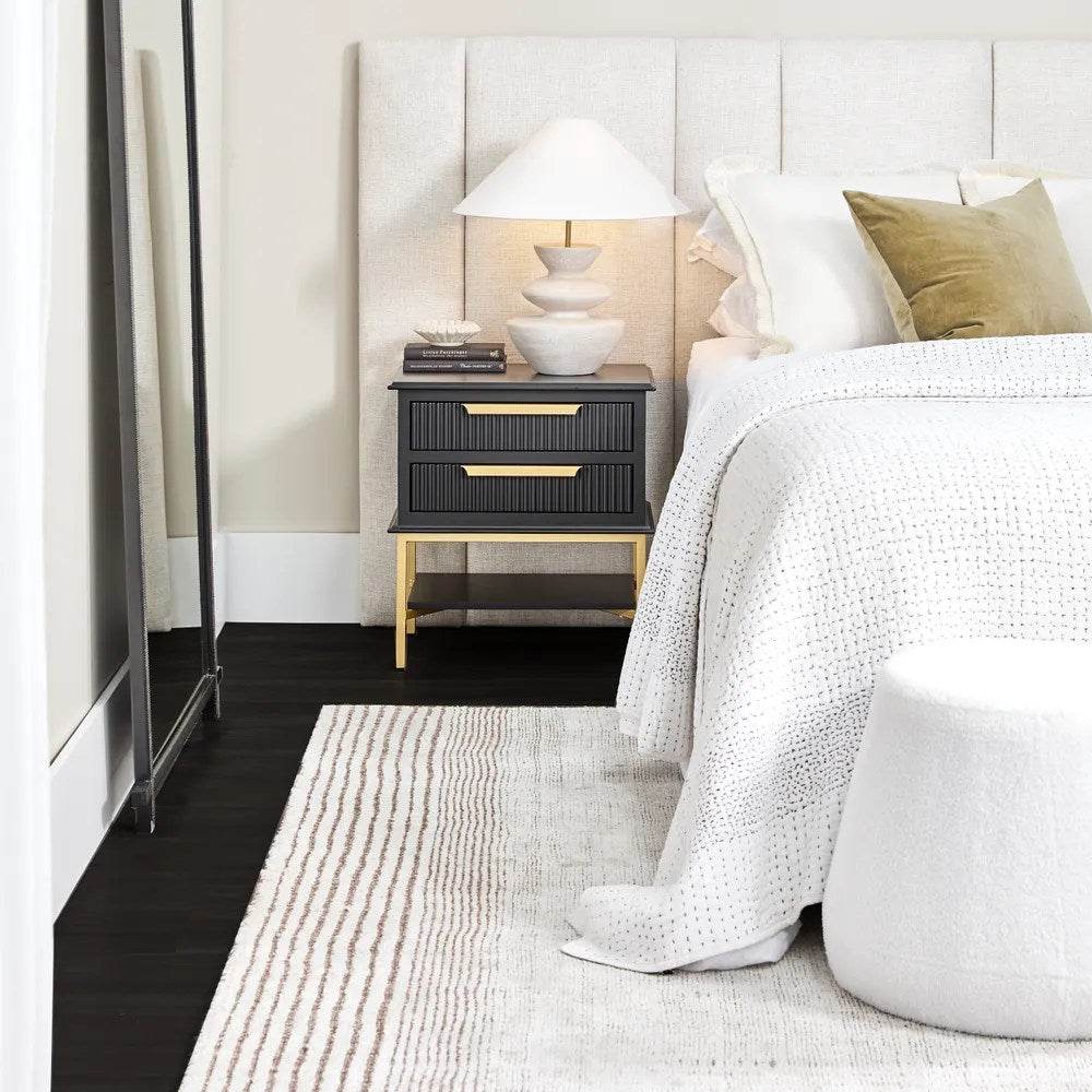 Braxton | Panelled Linen Bedhead Natural (Queen) - Mirra Interiors