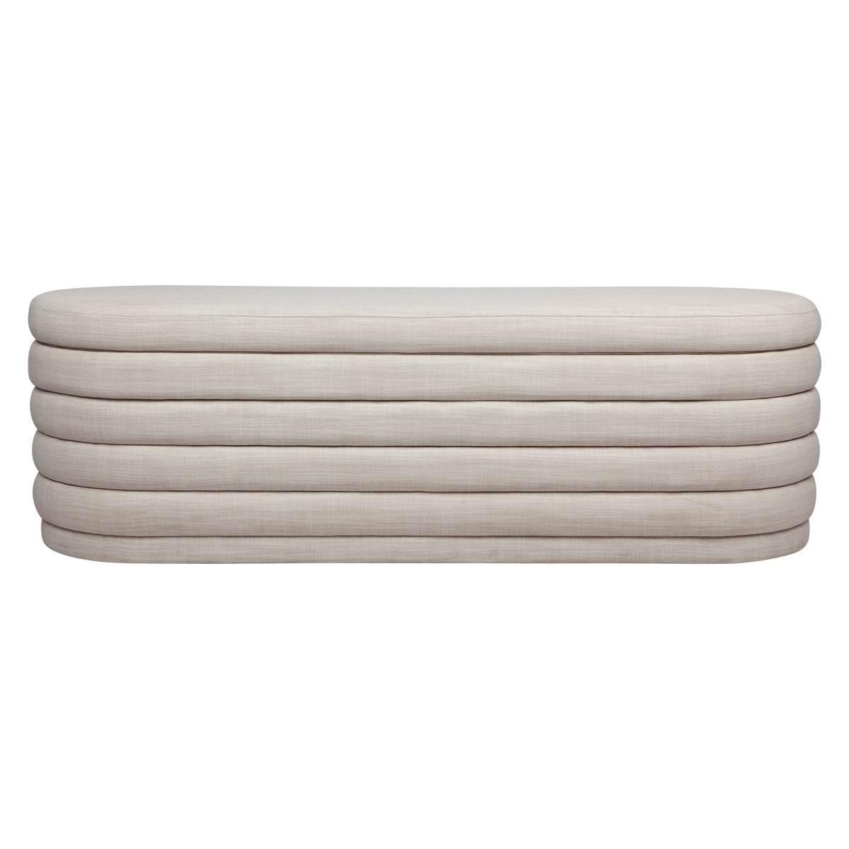 Dulcie | Plush Linen Storage Bench Ottoman Off White - Mirra Interiors