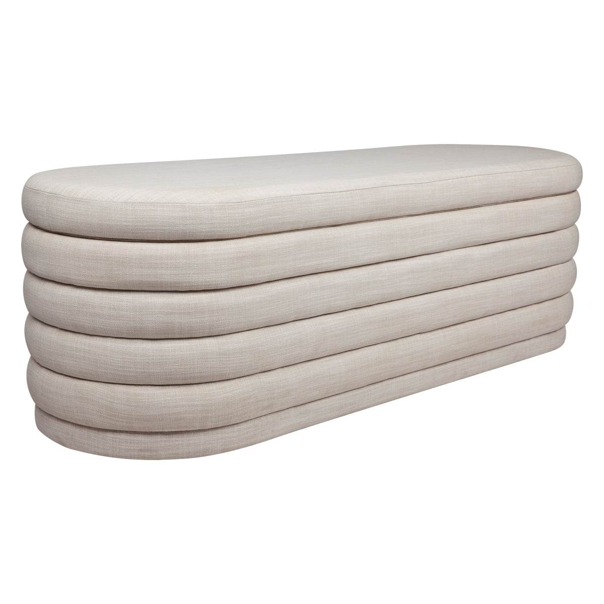 Dulcie | Plush Linen Storage Bench Ottoman Off White - Mirra Interiors