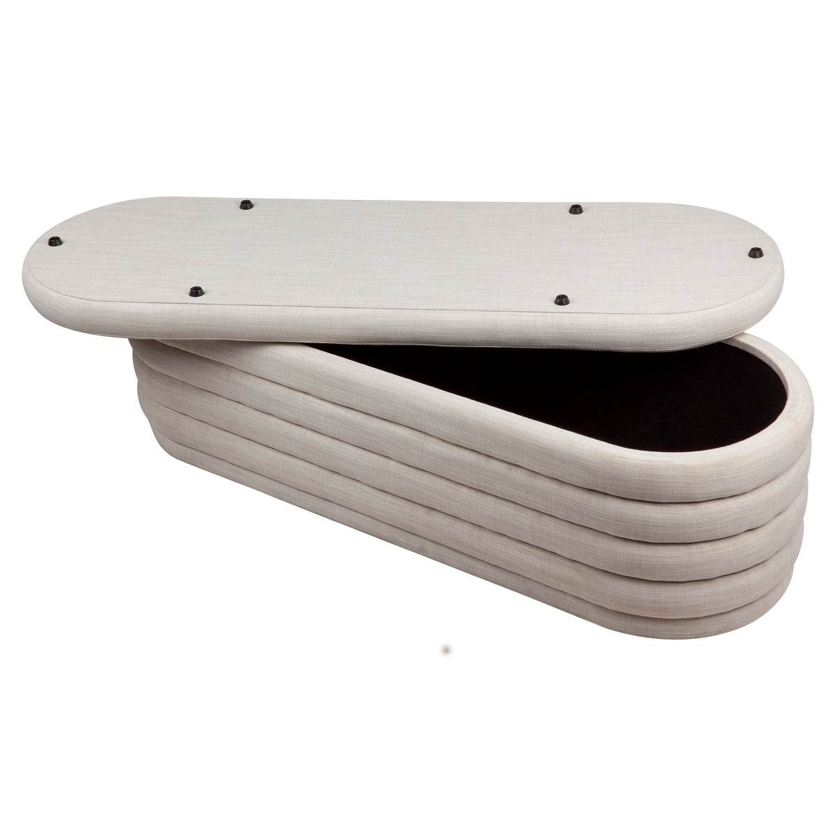 Dulcie | Plush Linen Storage Bench Ottoman Off White - Mirra Interiors