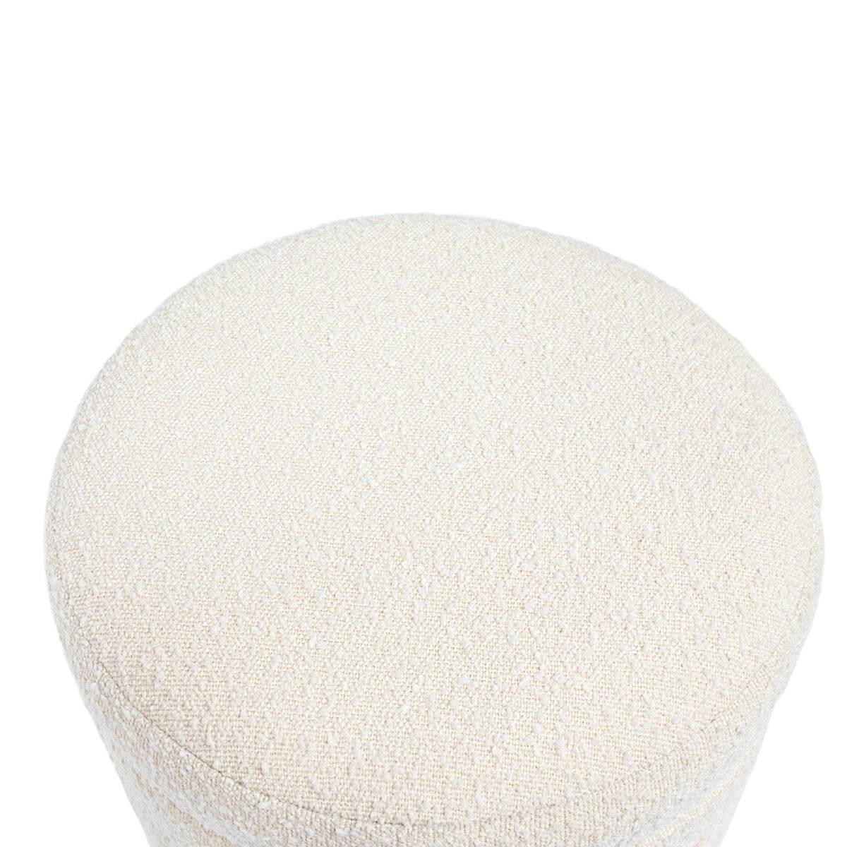 Dulcie | Round Boucle Plush Stool White - Mirra Interiors