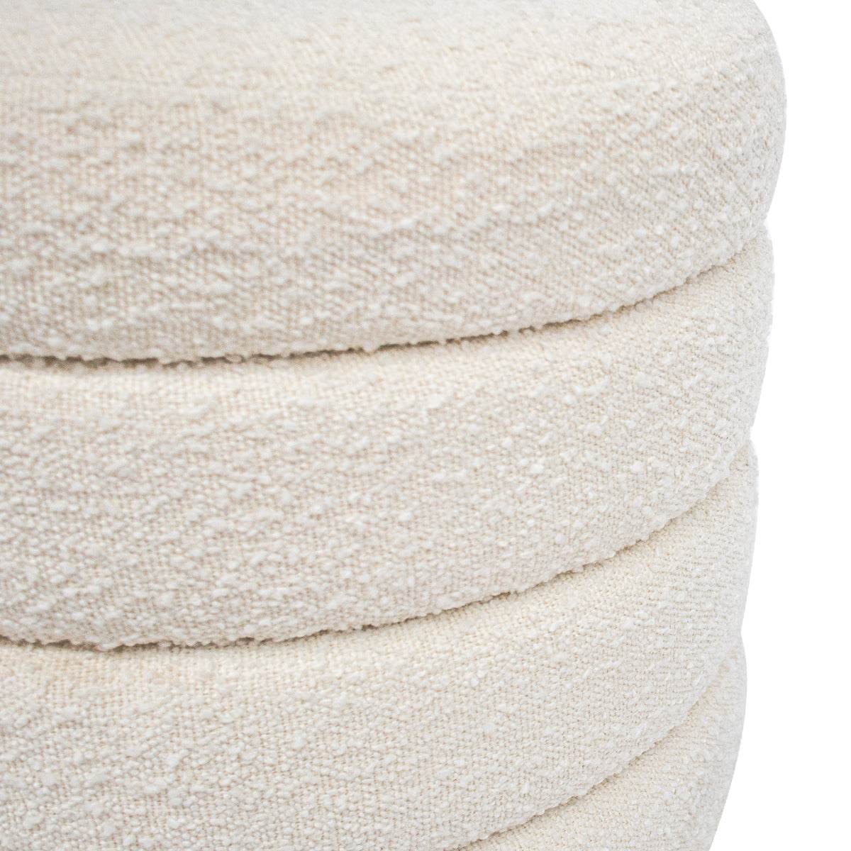 Dulcie | Round Boucle Plush Stool White - Mirra Interiors