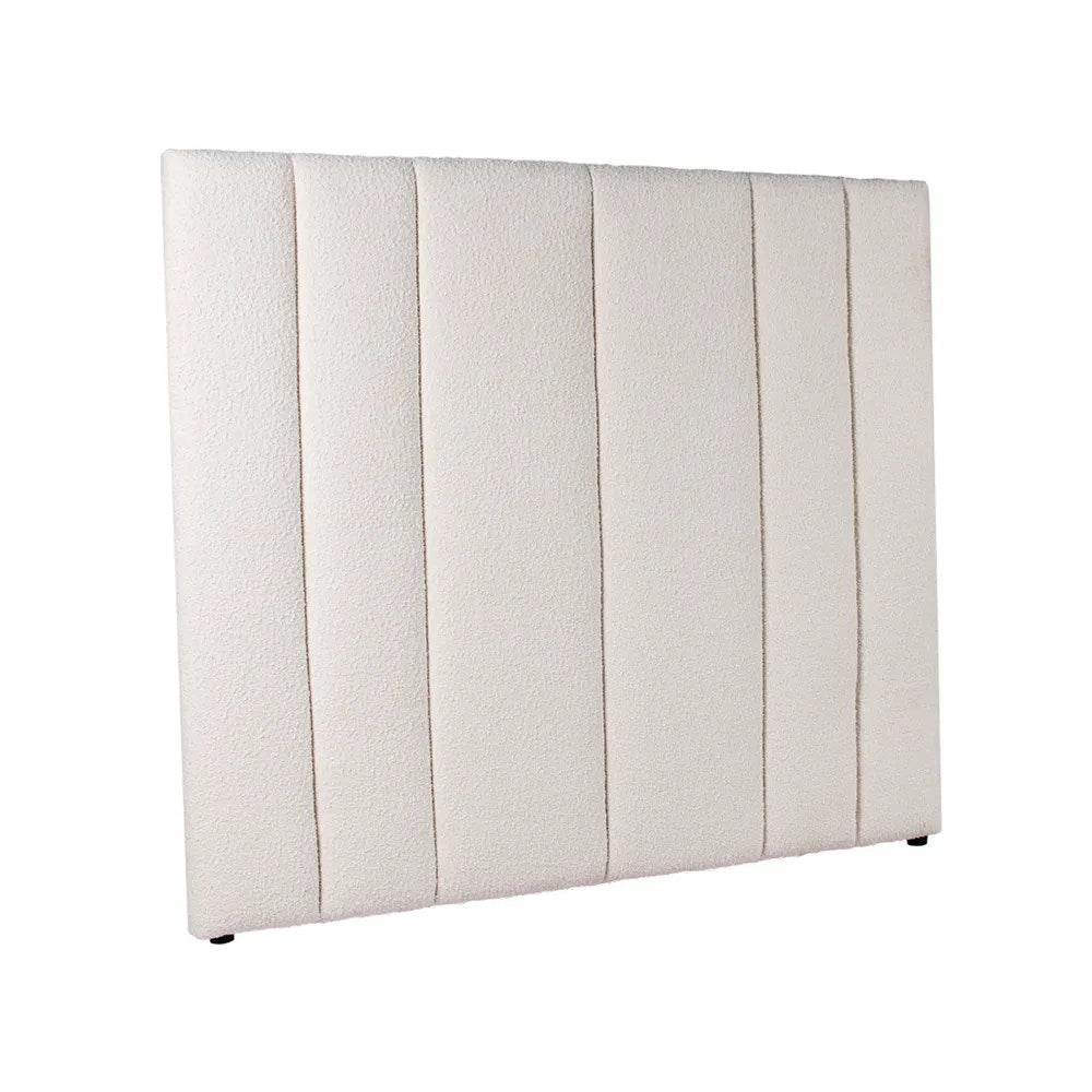 Siloh | Boucle Panelled Bedhead White (King) - Mirra Interiors
