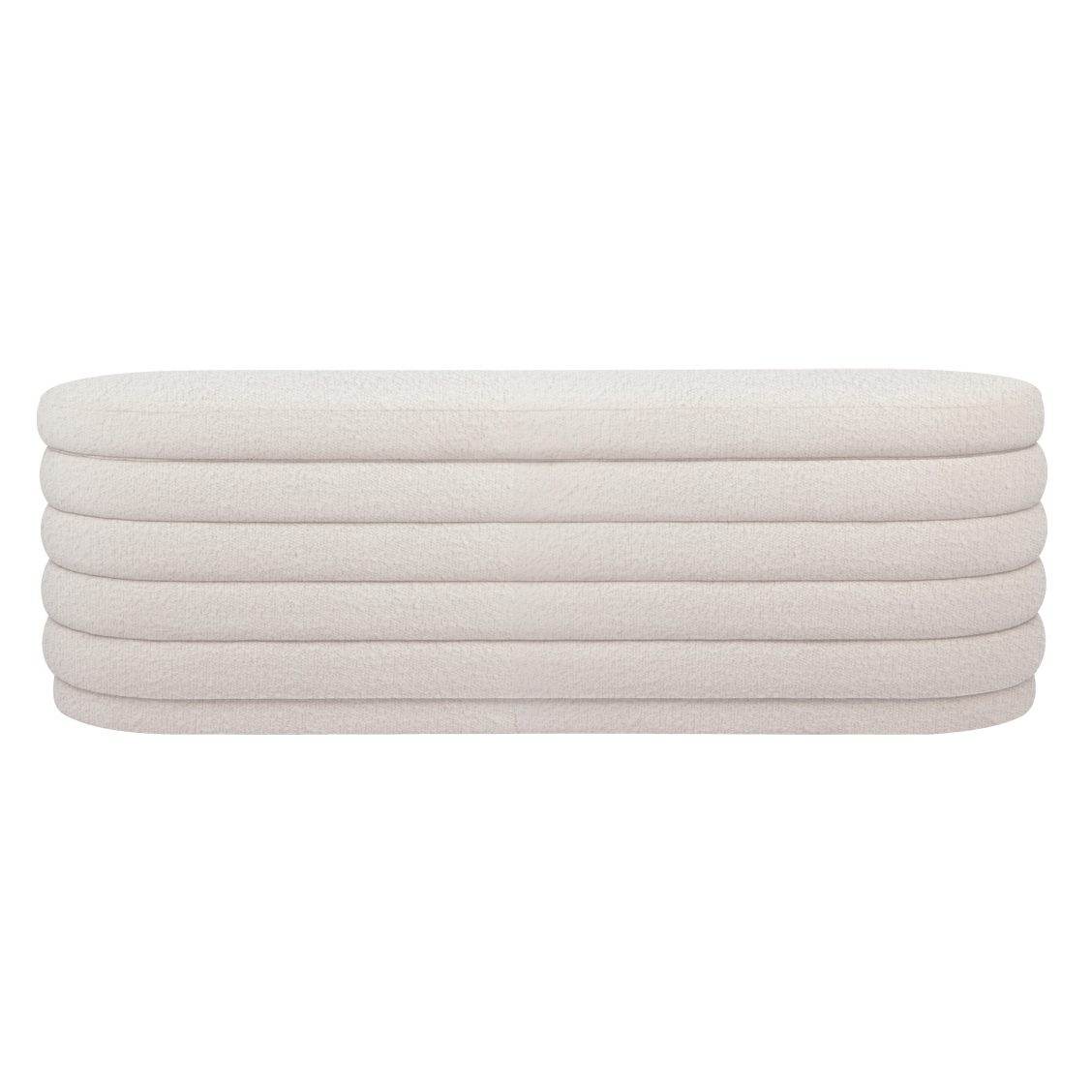 Dulcie | Plush Boucle Storage Bench Ottoman White - Mirra Interiors