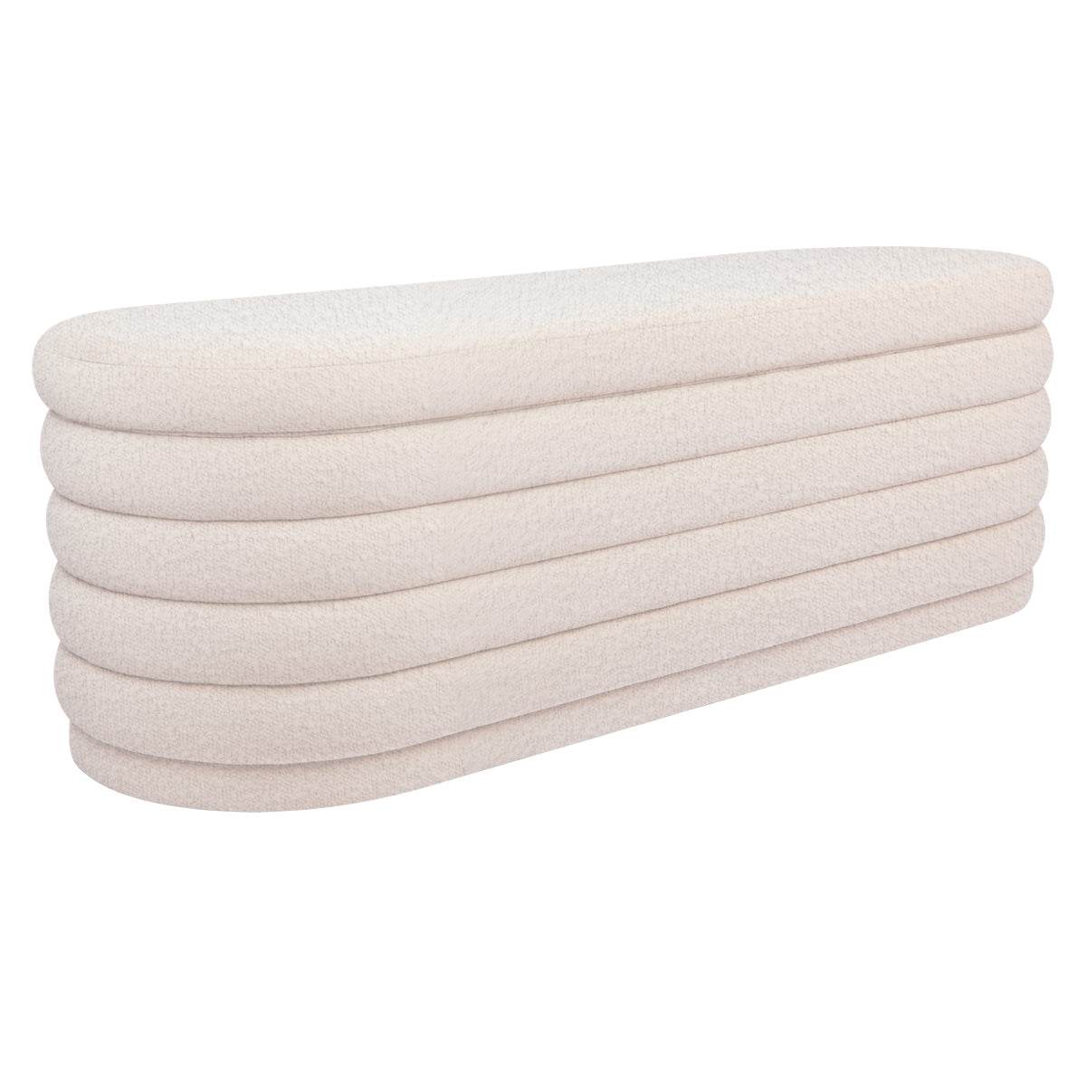 Dulcie | Plush Boucle Storage Bench Ottoman White - Mirra Interiors