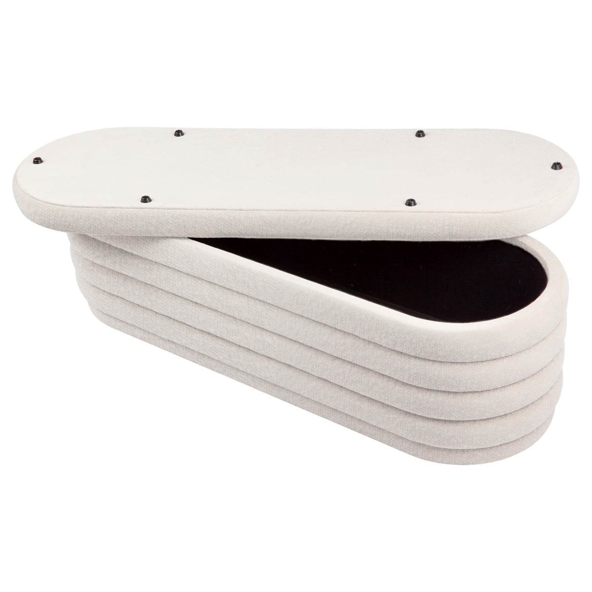 Dulcie | Plush Boucle Storage Bench Ottoman White - Mirra Interiors