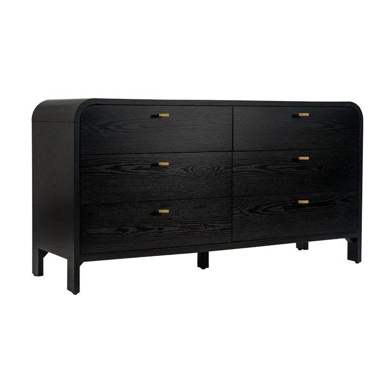 Copeland | 6 Drawer Curved Dresser Black - Mirra Interiors
