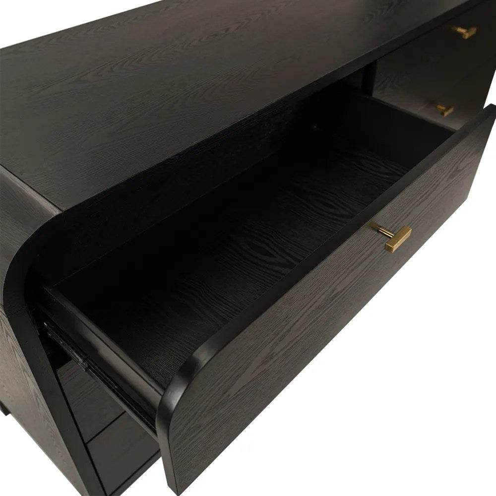 Copeland | 6 Drawer Curved Dresser Black - Mirra Interiors