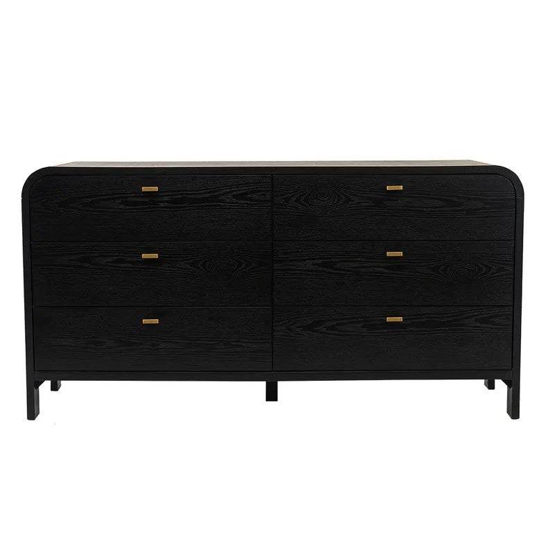 Copeland | 6 Drawer Curved Dresser Black - Mirra Interiors