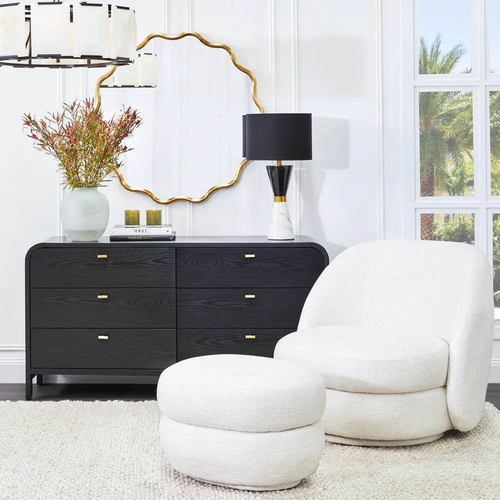 Audrey | Linen Swivel Chair Natural - Mirra Interiors