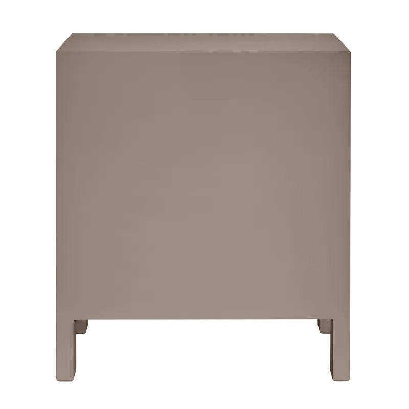 Back of a Beige side table on a white background