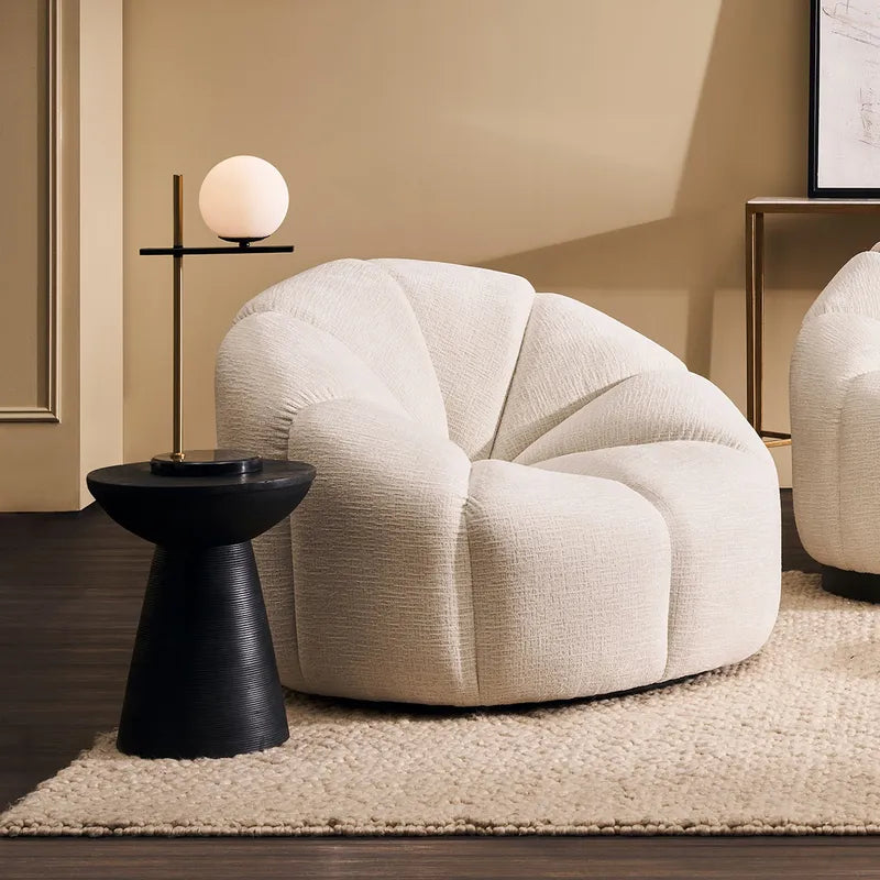 Lina | Chenille Swivel Occasional Chair - Cream