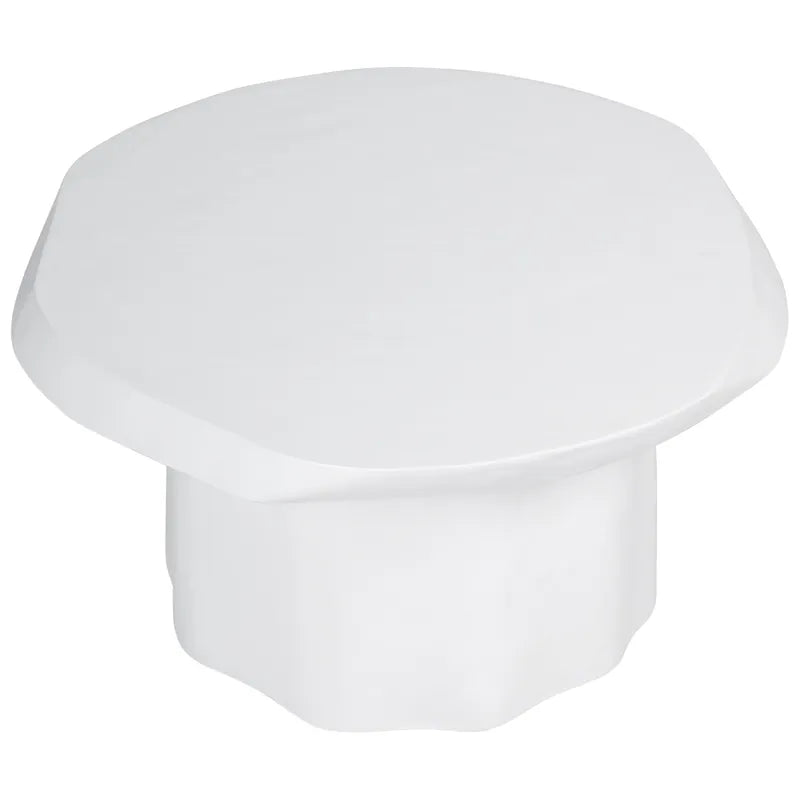 White organic edge coffee table small on a white background
