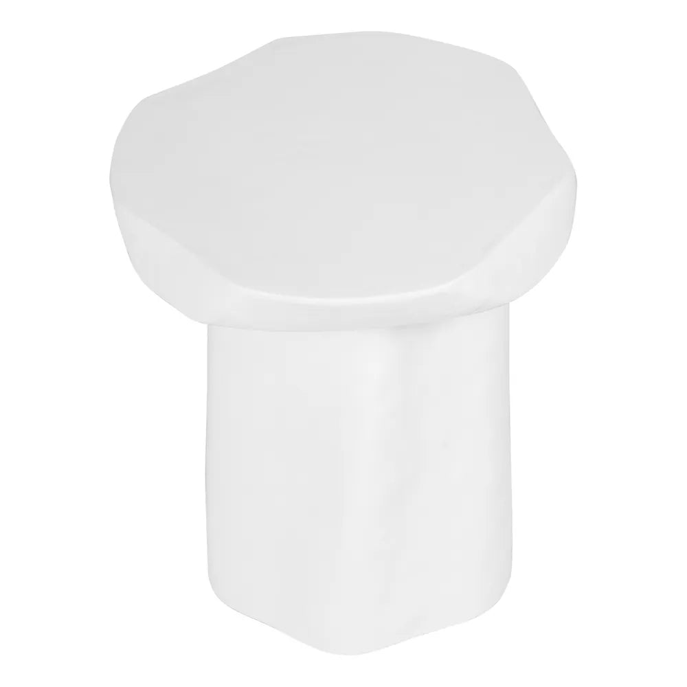 White concrete side table top view on a white background