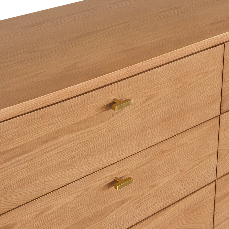 Copeland | 6 Drawer Curved Dresser - Natural Oak