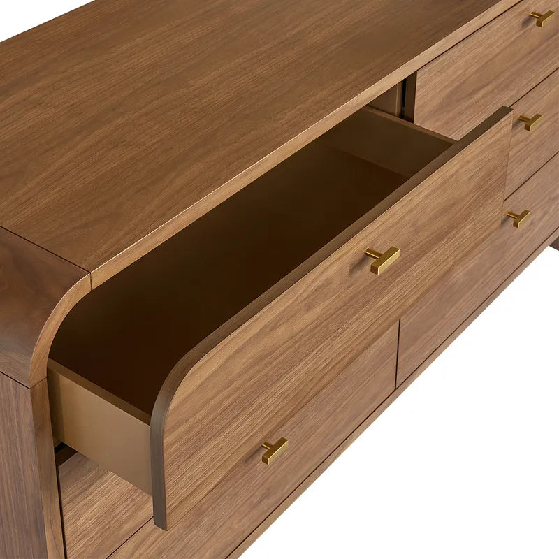 Copeland | 6 Drawer Curved Dresser - Walnut