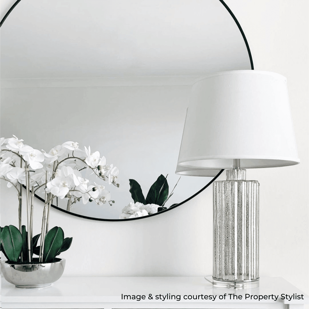 Aurora | Ribbed Table Lamp Silver - Mirra Interiors
