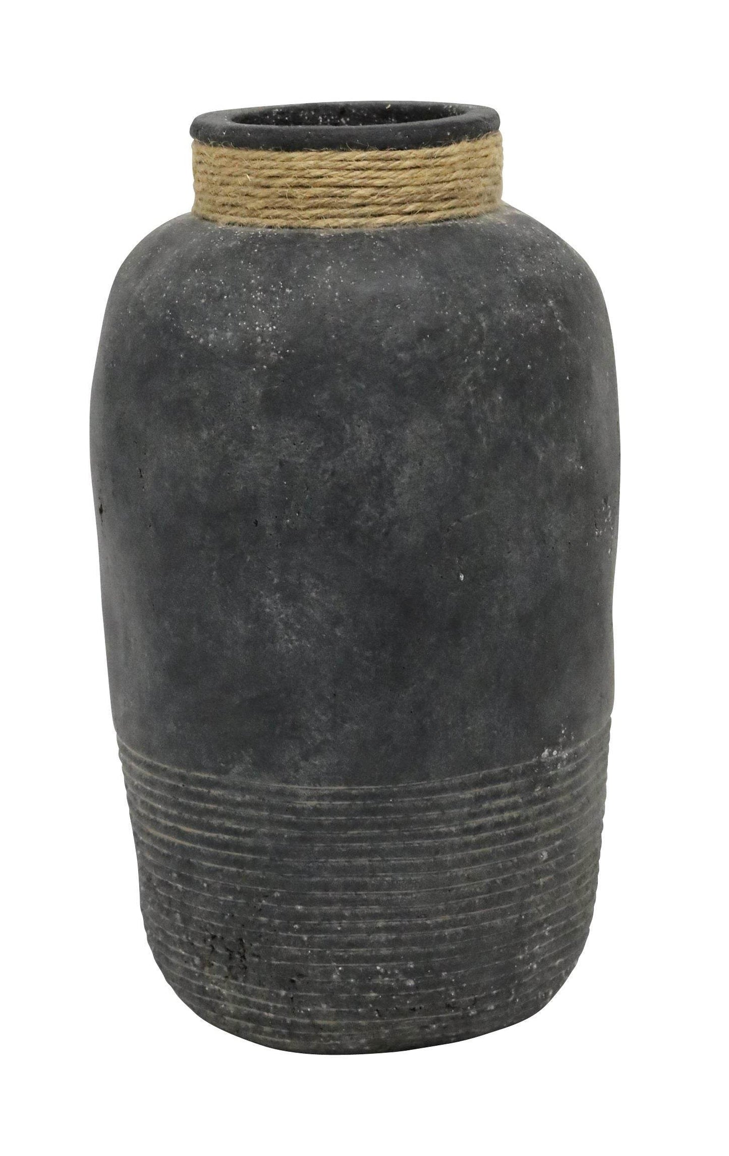 Saachi | Terracotta Vessel With Jute Detail Black - Mirra Interiors