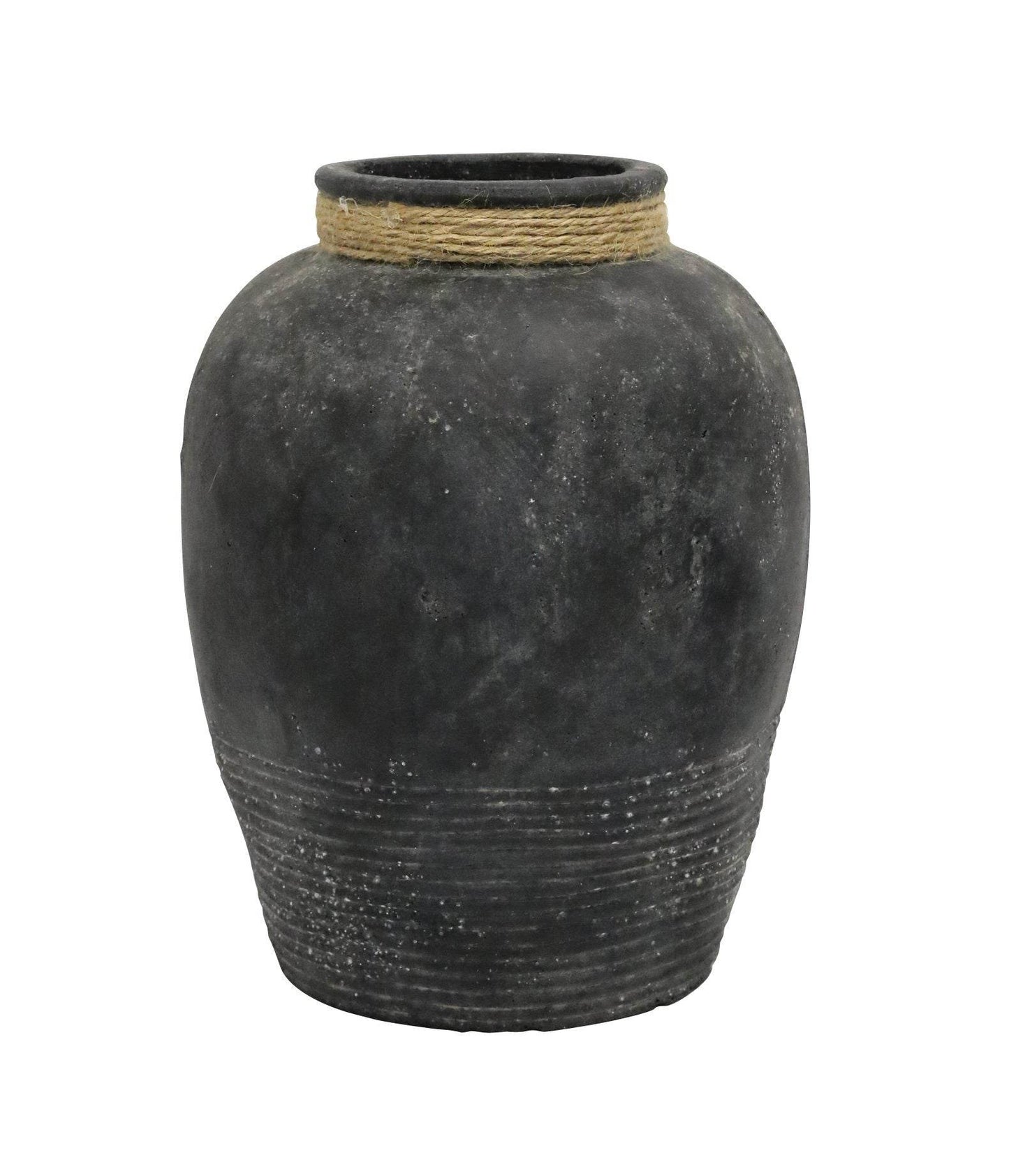 Saachi | Terracotta Vessel With Jute Detail Black - Mirra Interiors