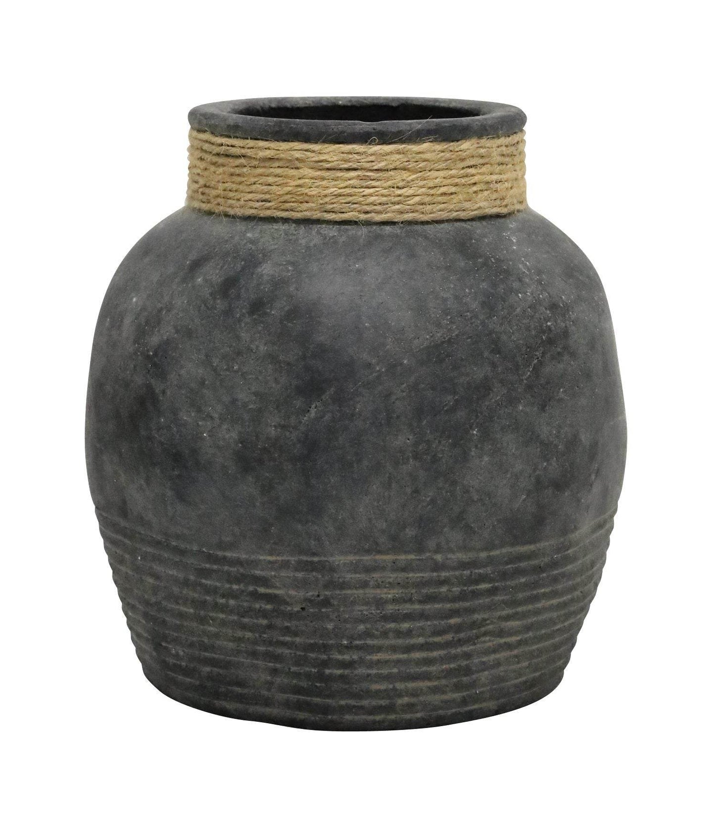 Saachi | Terracotta Vessel With Jute Detail Black - Mirra Interiors
