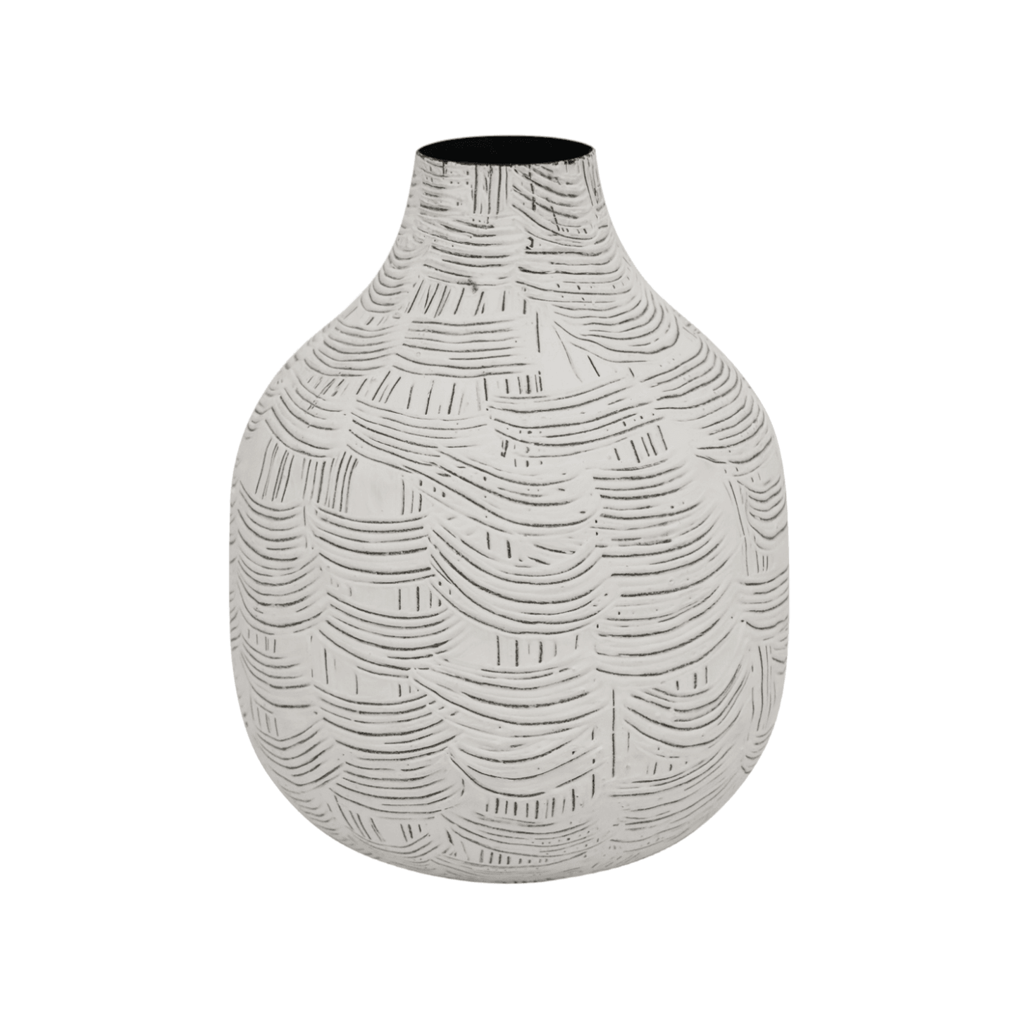 Mae | Etched Metal Vase White Small - Mirra Interiors
