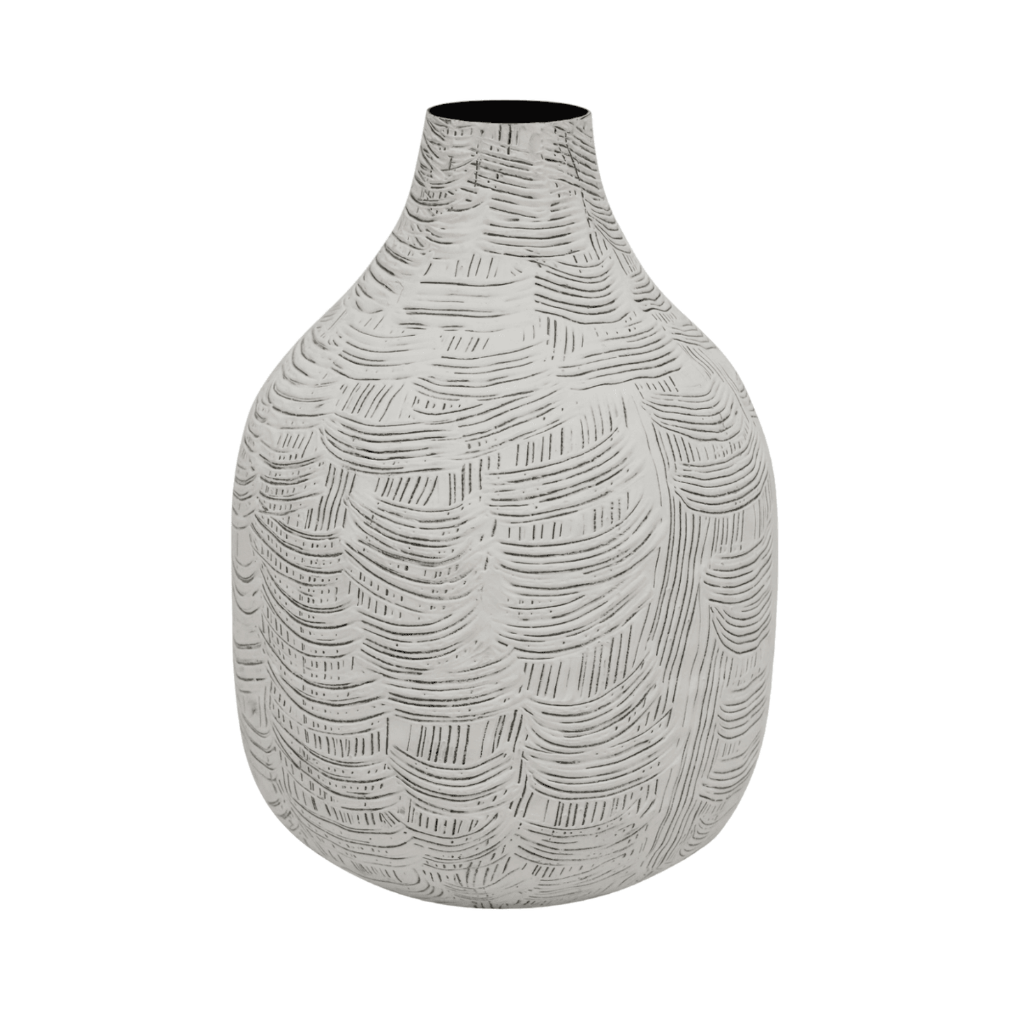 Mae | Etched Metal Vase White Medium - Mirra Interiors