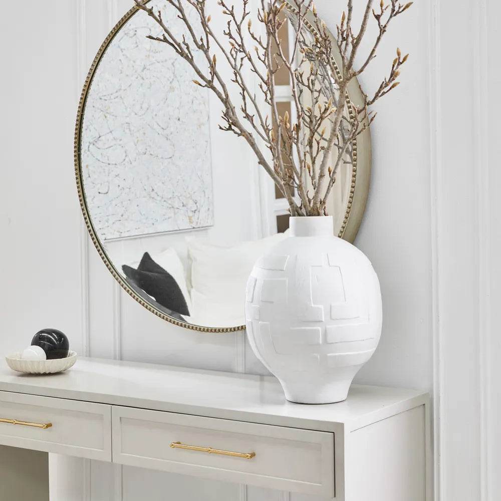 Callista | Greek Key Vase - White (Large) - Mirra Interiors