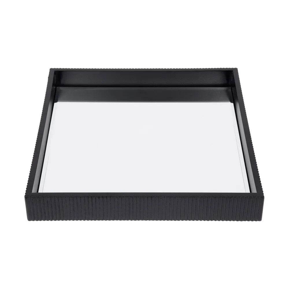 Milos | Mirrored Fluted Tray Black - Mirra Interiors