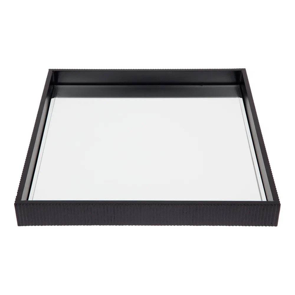 Milos | Mirrored Fluted Tray Black - Mirra Interiors