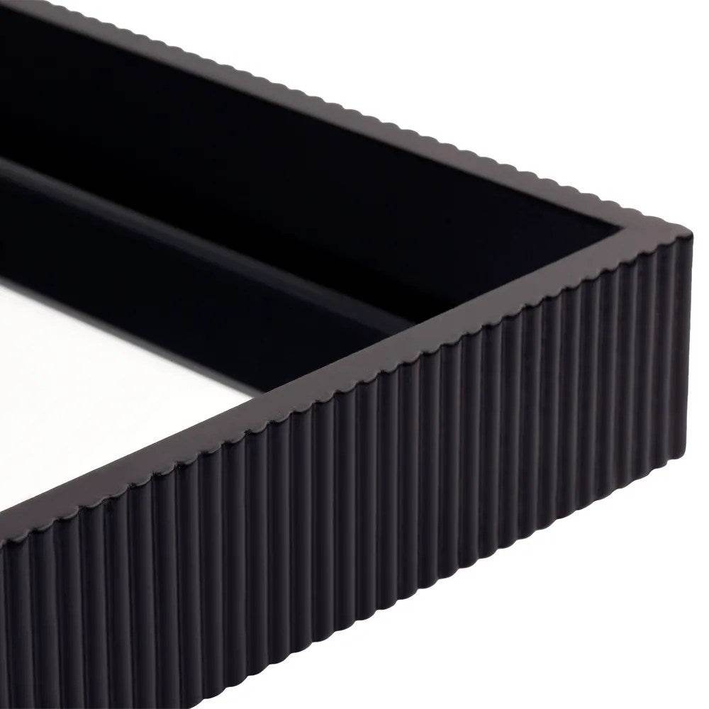 Milos | Mirrored Fluted Tray Black - Mirra Interiors