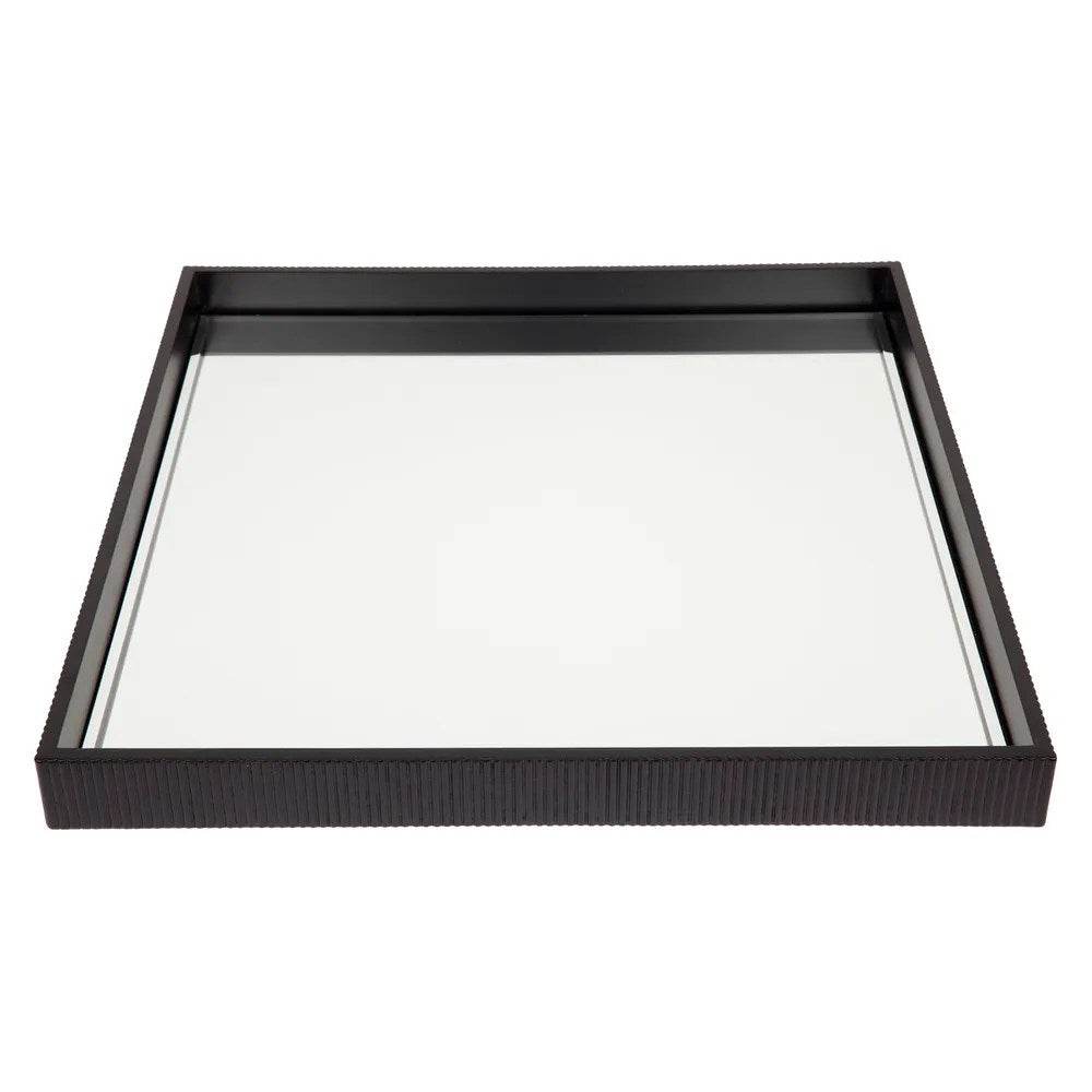 Milos | Mirrored Fluted Tray Black - Mirra Interiors