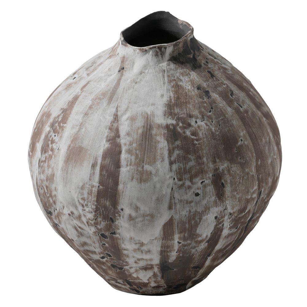 Charcoal Rustic Mottled Vase With Mottled, Raw Finish | Mirra Interiors