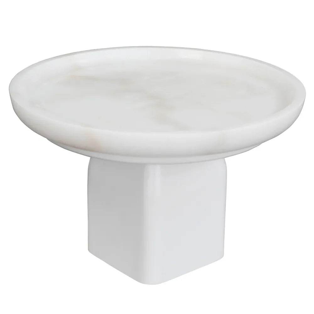Eden | White Marble Pedestal Bowl - White (Large) - Mirra Interiors