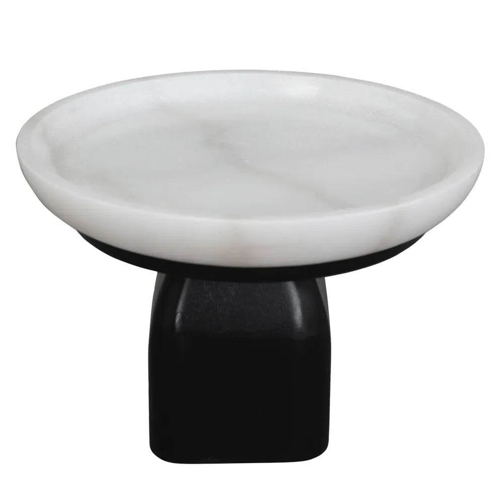 Eden | White Marble Pedestal Bowl - Black (Small) - Mirra Interiors
