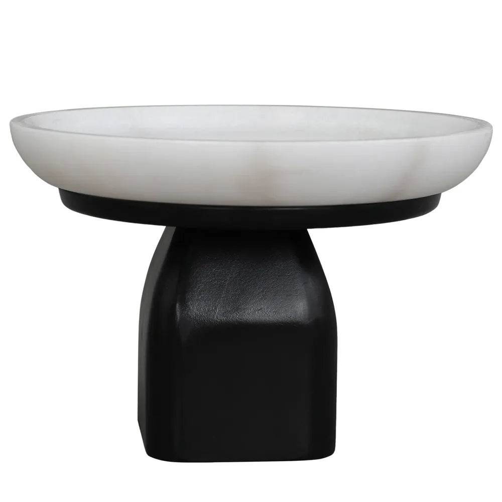Eden | White Marble Pedestal Bowl - Black (Small) - Mirra Interiors