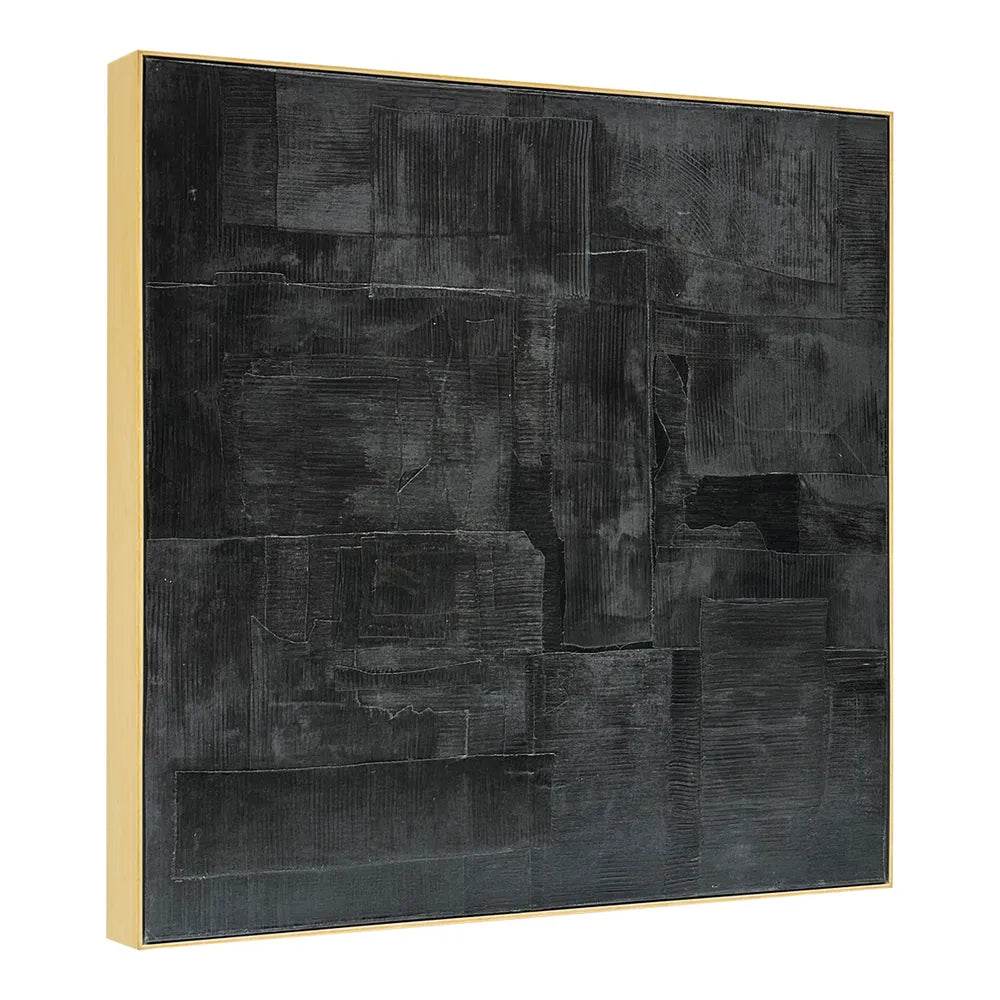 Carbon Study | Oil-On-Canvas Painting In Gold Frame - Mirra Interiors