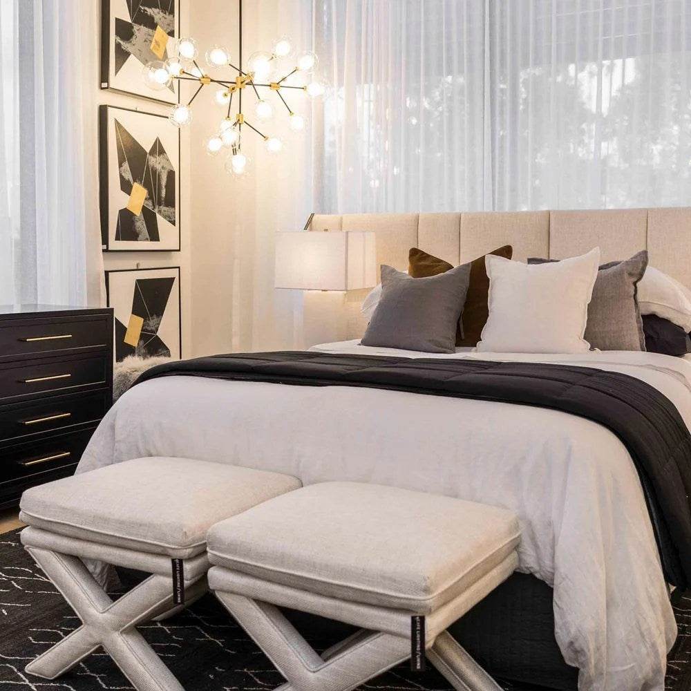 Braxton | Panelled Linen Bedhead Natural (Queen) - Mirra Interiors