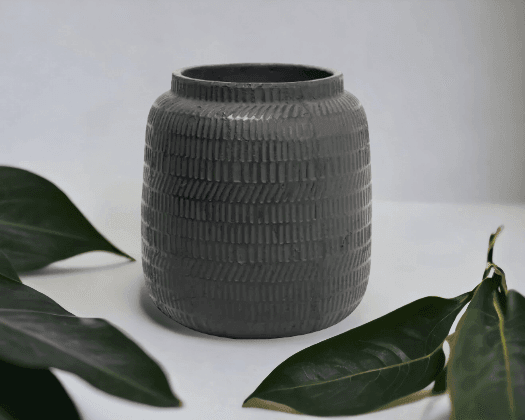 Moonie | Hand-Carved Texture Planter Black - Mirra Interiors