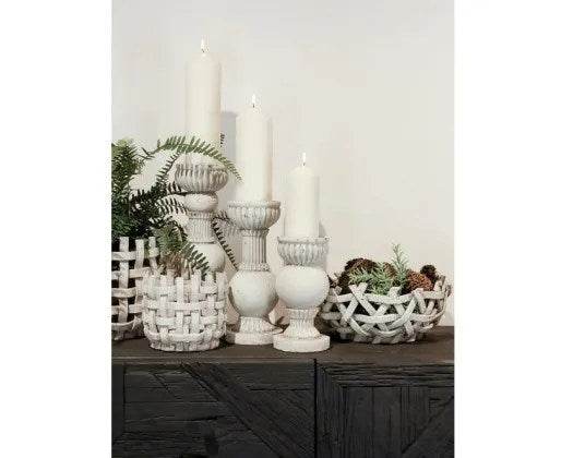 Deliliah | Woven Resin Bowl Distressed White - Mirra Interiors