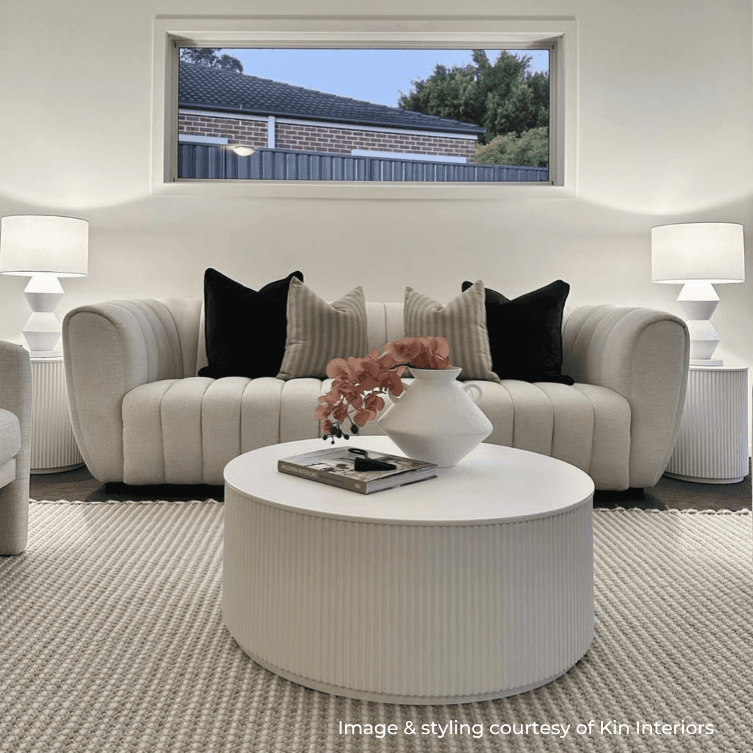 Nereus | Fluted Round Coffee Table White - Mirra Interiors