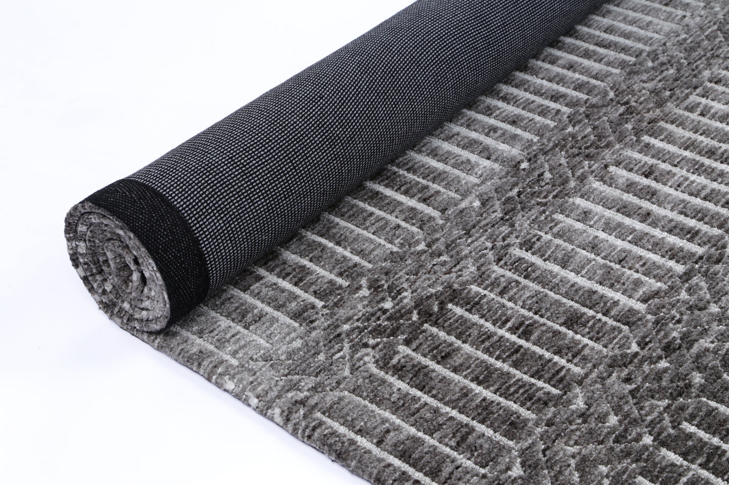 Amritsar | Attari Cotton Blend Rug - Charcoal & Beige