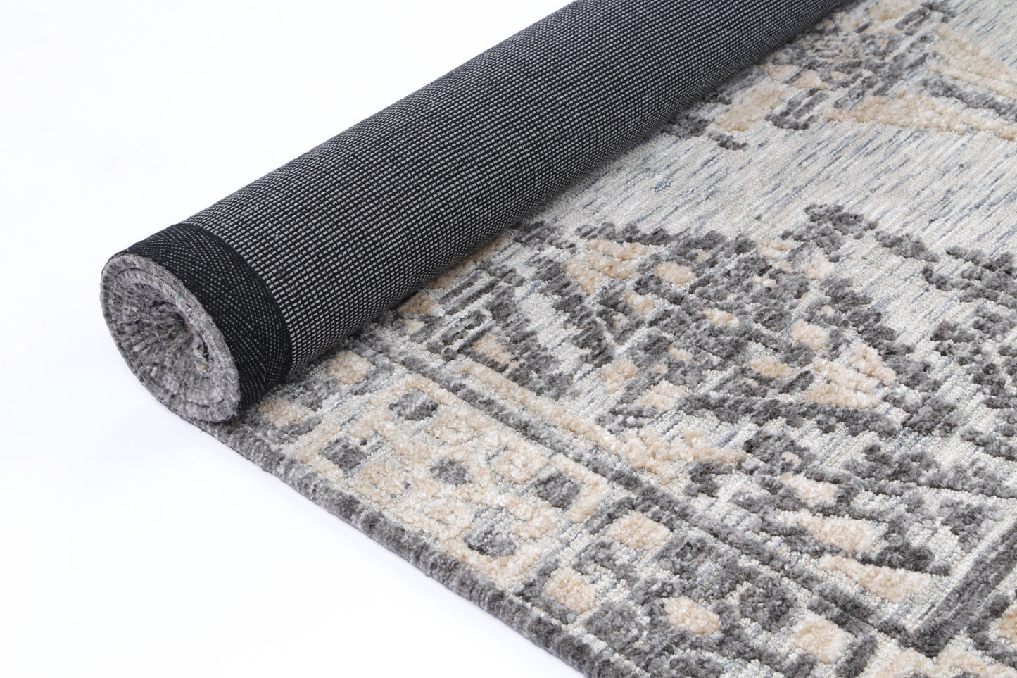 Amritsar | Beas Cotton Blend Rug - Charcoal & Beige