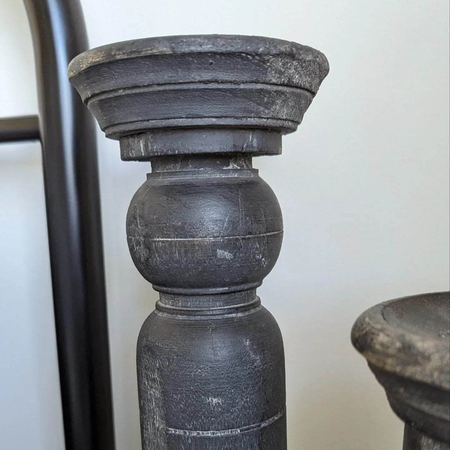 Ulysis | Antique Wood Candle Stand Washed Black (assorted) - Mirra Interiors