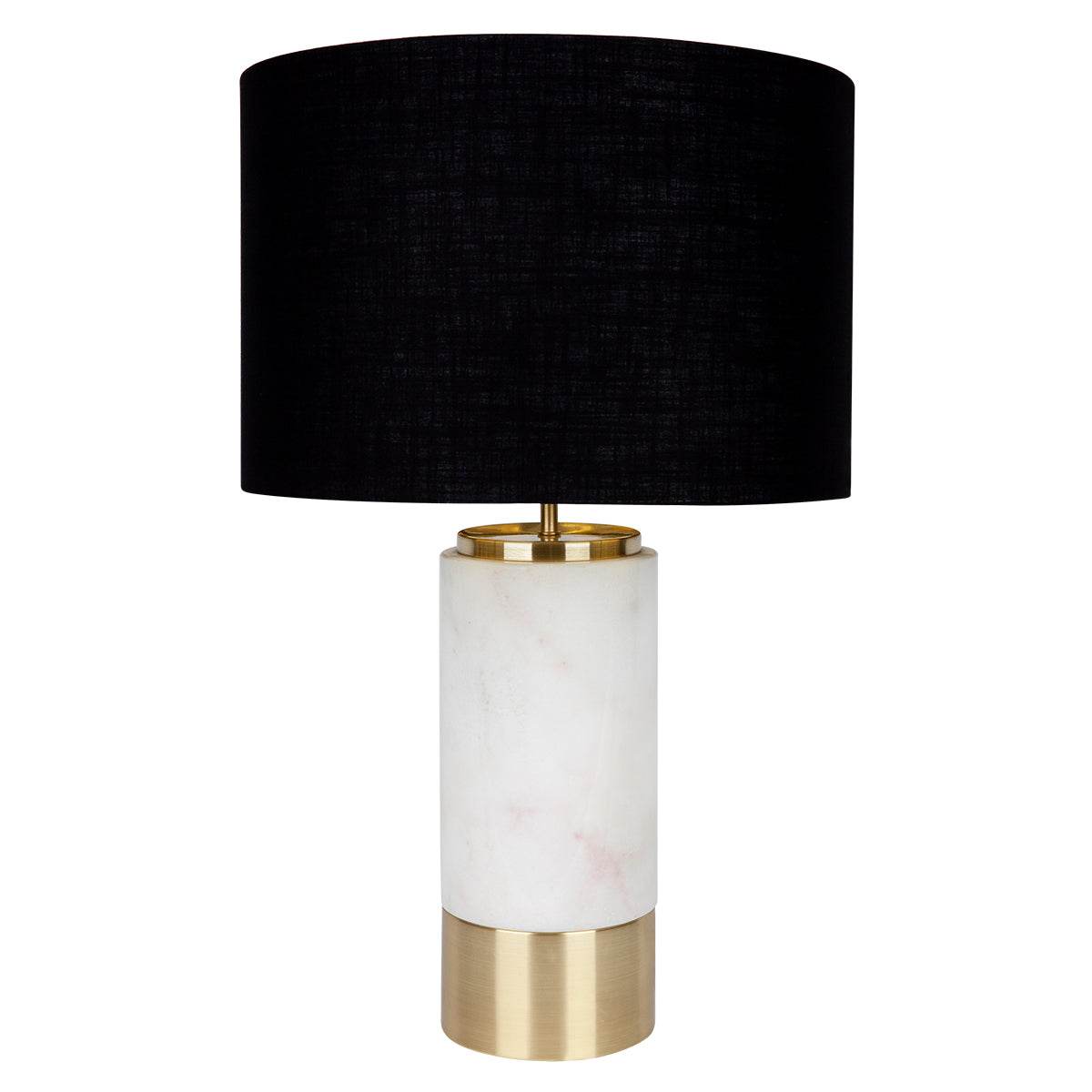 Pablo | Marble Table Lamp White (Black Shade) - Mirra Interiors