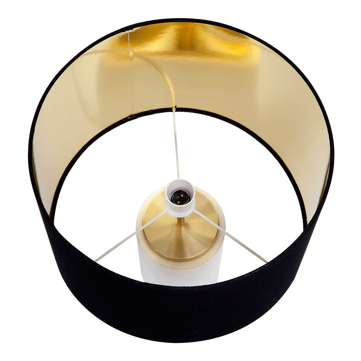 Pablo | Marble Table Lamp White (Black Shade) - Mirra Interiors
