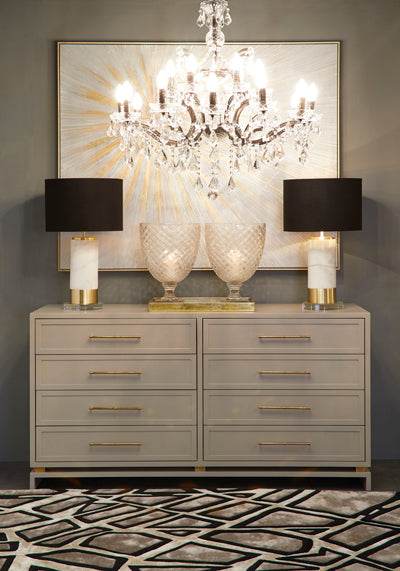 Pablo | Marble Table Lamp White (Black Shade) - Mirra Interiors