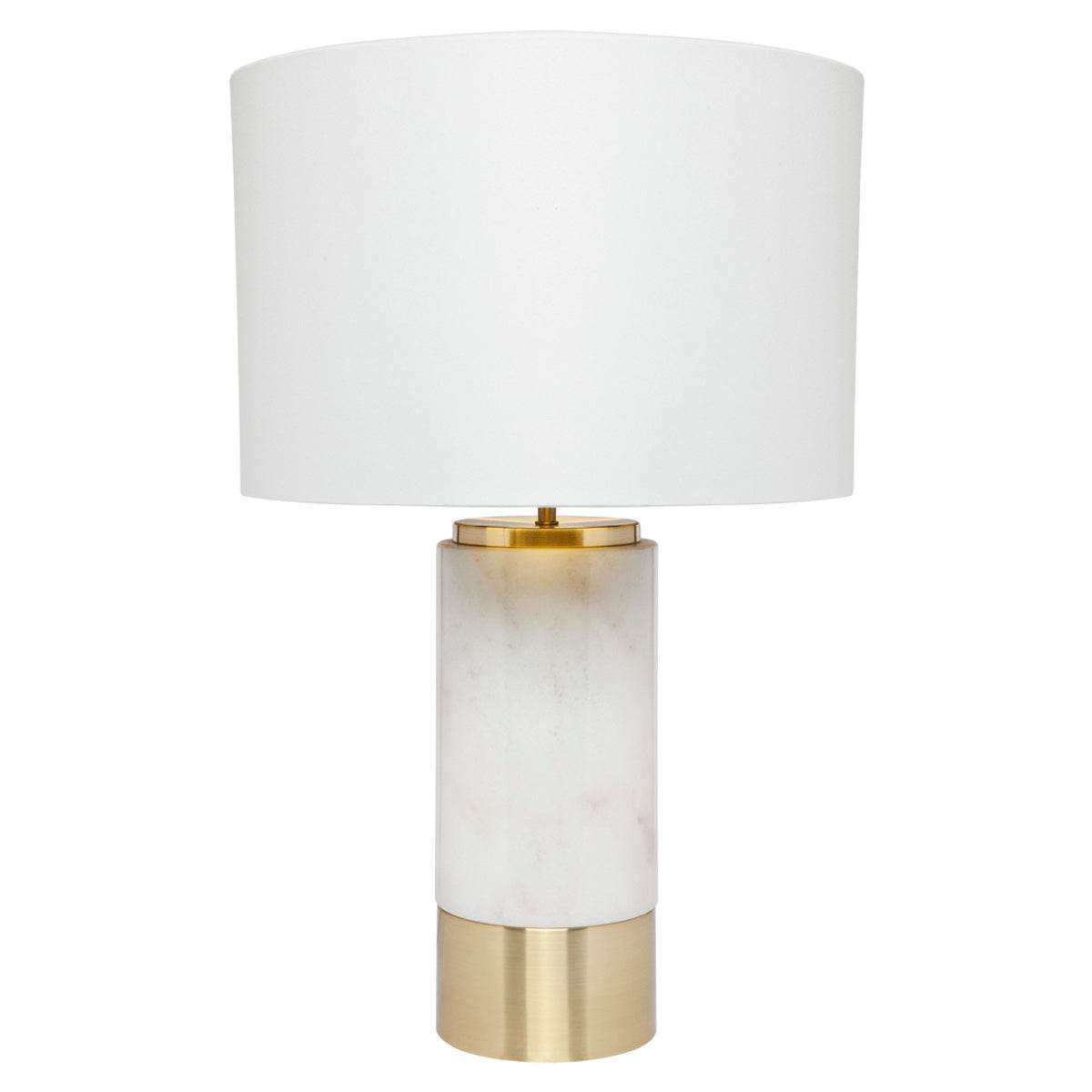 Pablo | White Marble Table Lamp Brass (White Shade) - Mirra Interiors